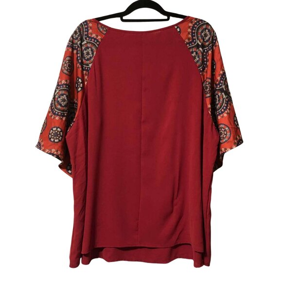 Emery Rose Red Blouse | Size 5X / 22 | Plus Size Boho Inspired Tunic Top NWT - Picture 2 of 8